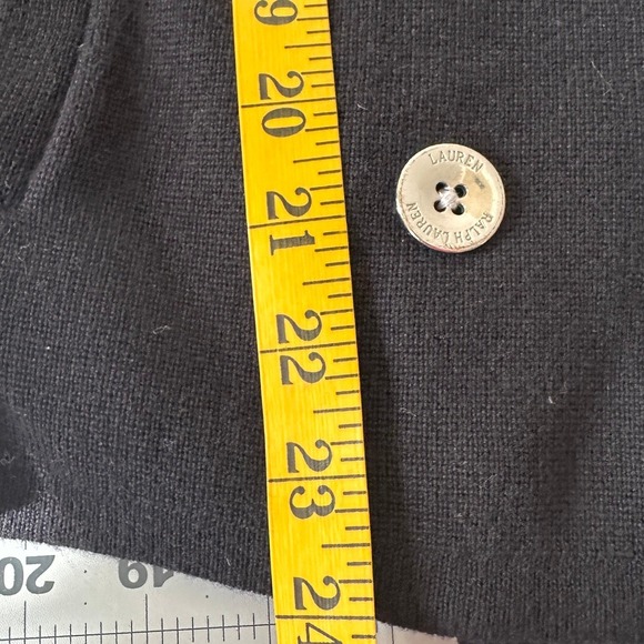 LAUREN Ralph Lauren VTGE Black Double Breasted Knit Collar Cardigan Sweater LGE - Picture 11 of 13